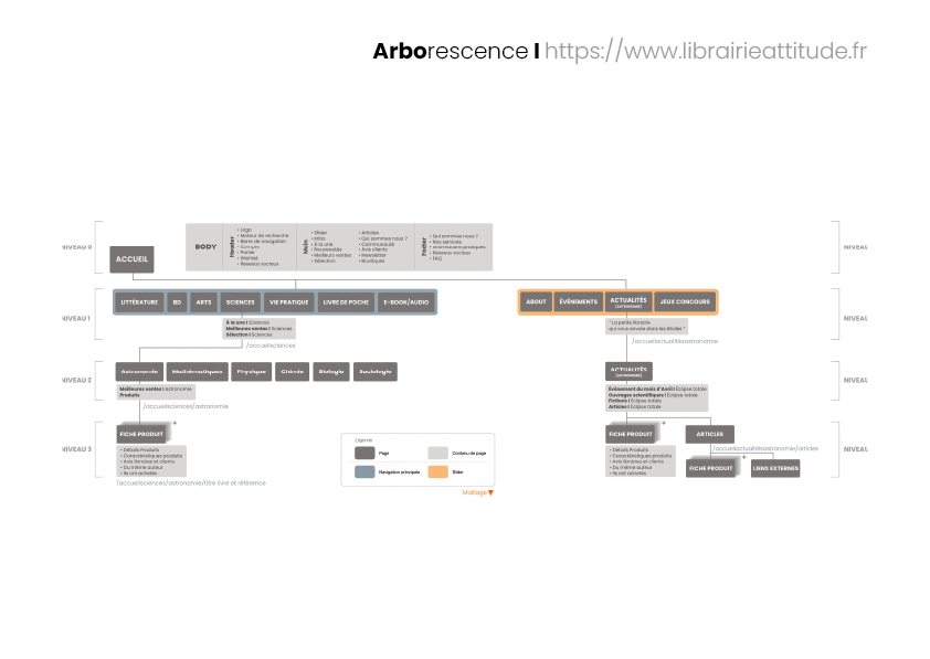 librairie attitude, projet tutoré, arborescence