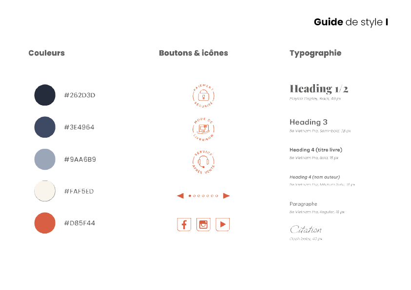 librairie attitude, projet tutoré, guide de style