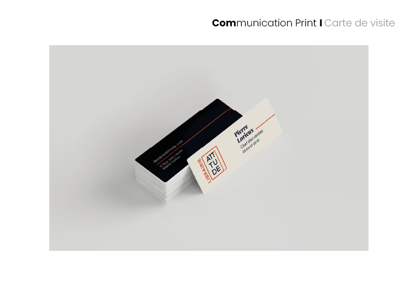librairie attitude, projet tutoré, carte de visite